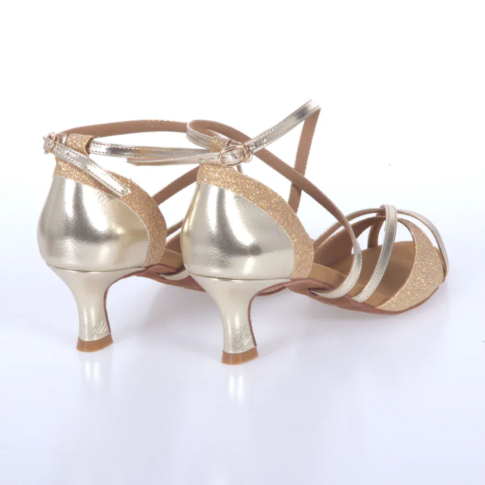 Tanečné topánky Botan (pre širšie chodidlá) BL-49 is zlatá 6,5 cm Flare